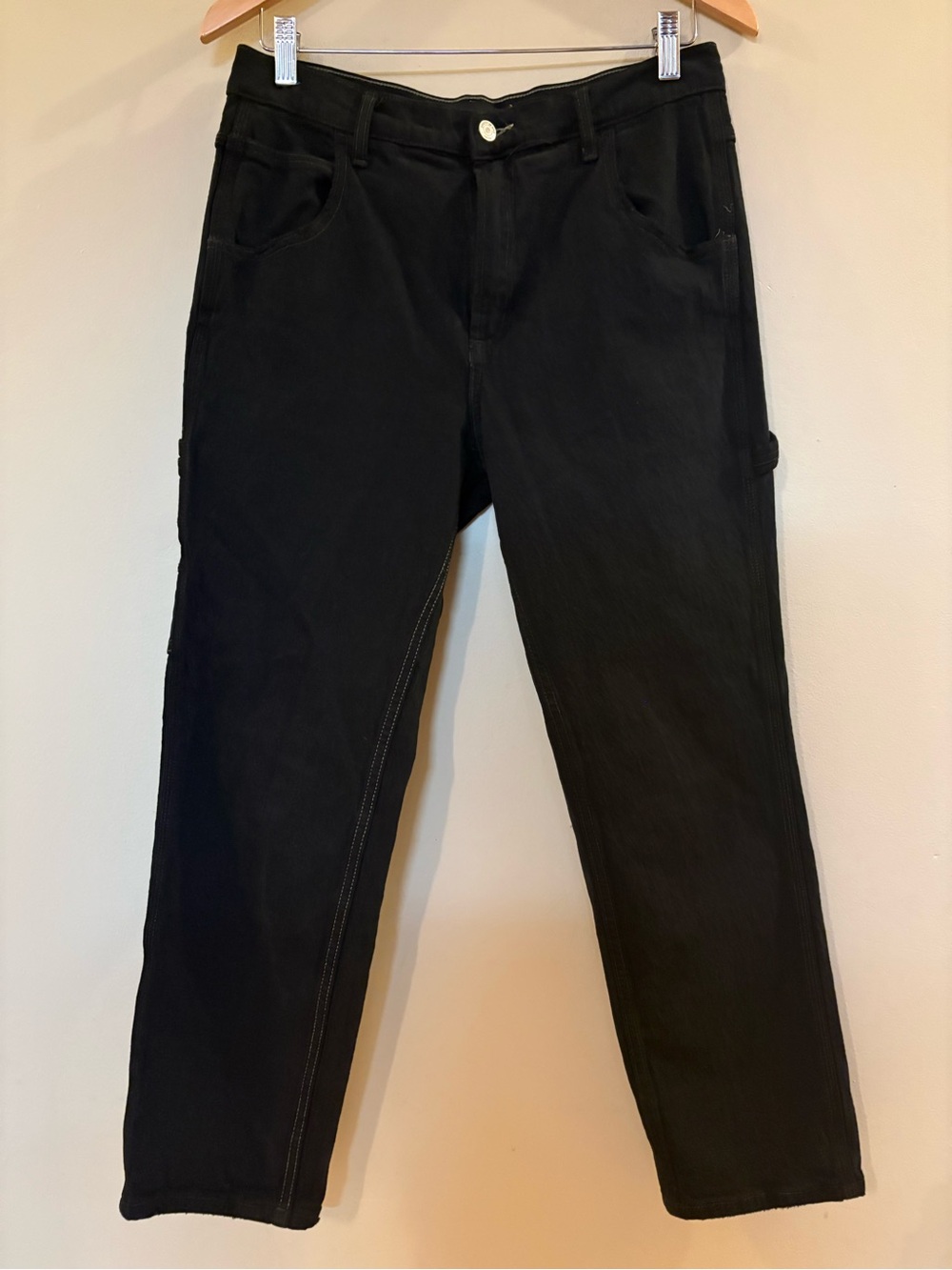 Silver Jeans Co. Black Carpenter Crop High Rise Utility Straight Pants 30x27.